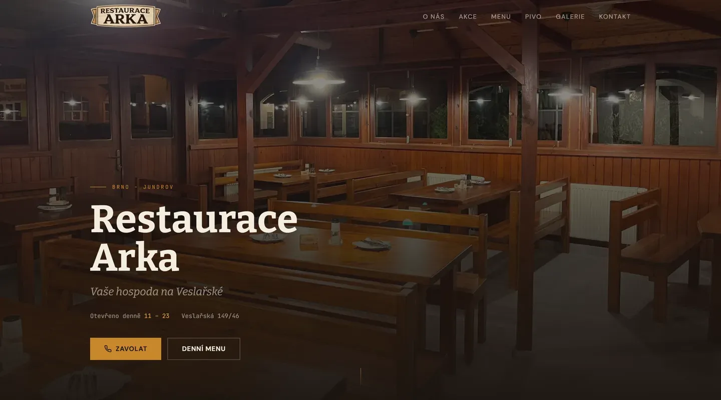 Preview of the Restaurace Arka website